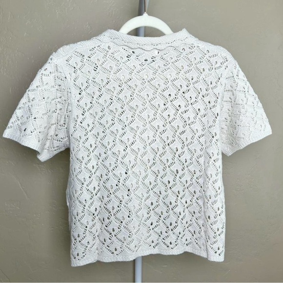 Rebellion Women’s Short Sleeve Button Cardigan Medium in White - Picture 4 of 4